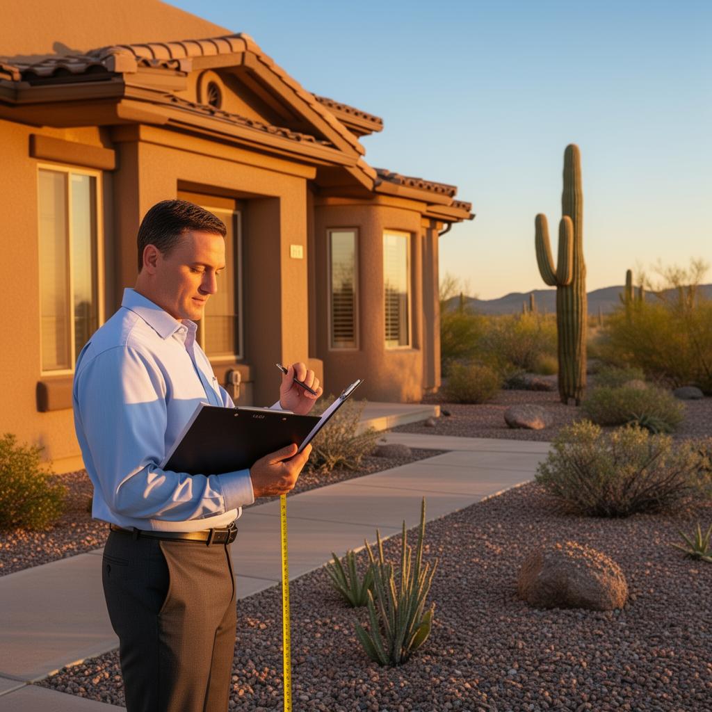 Professional real estate appraiser inspecting a residential property in Phoenix, AZ